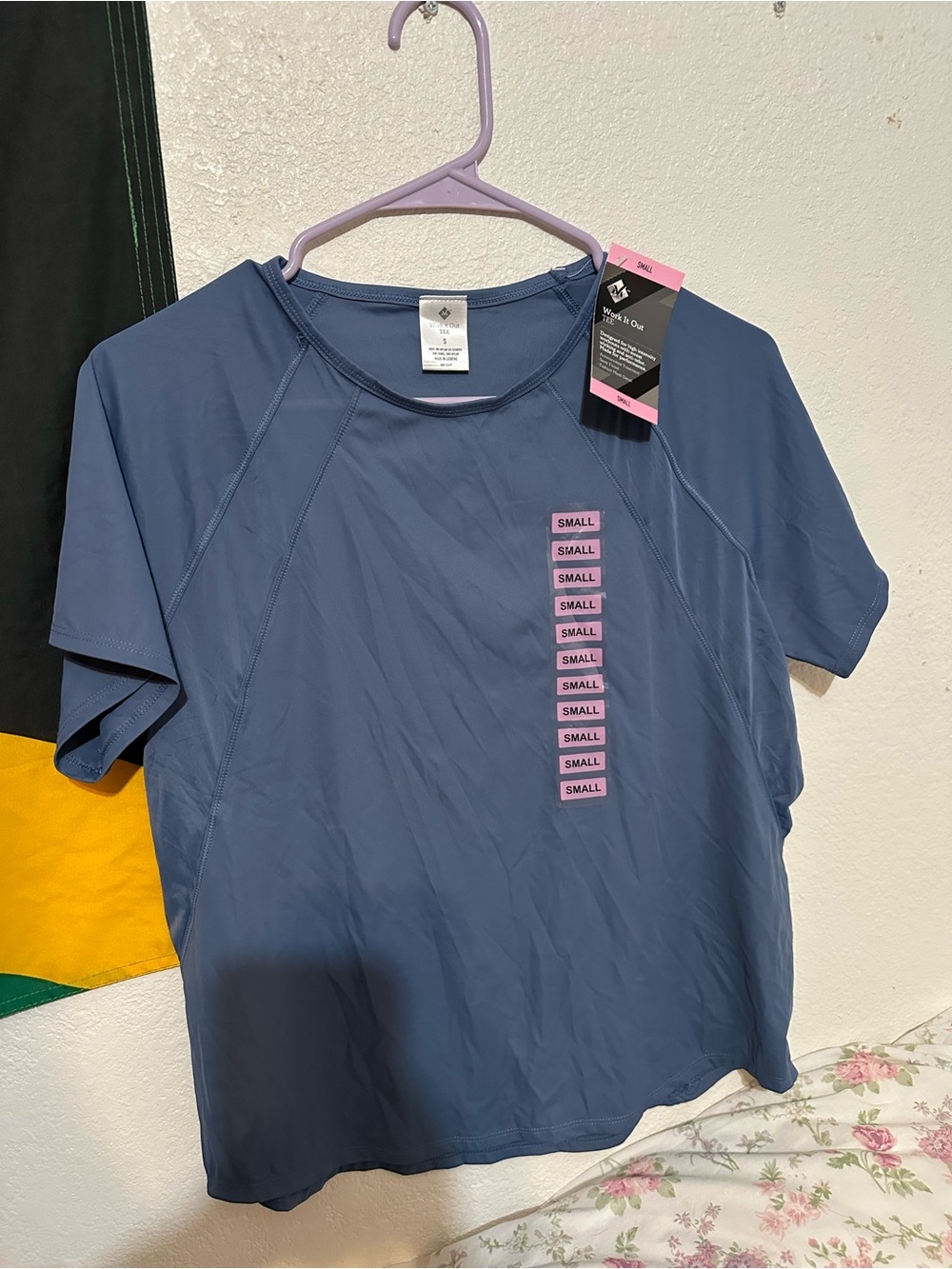 blue workout shirt